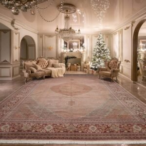 13'1''x20' Beige, Rust Palace Hand Knotted Persian Wool and Silk Traditional Oriental Area Rug