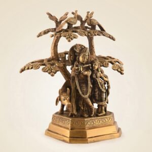 Handcrafted Brass Radha Krishna Idol with Tree 12" – Divine Decor for Home & Pooja | This inch handcrafted
