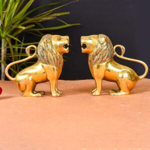 Brass Lion Statue Pair Home Decor | data fragment span